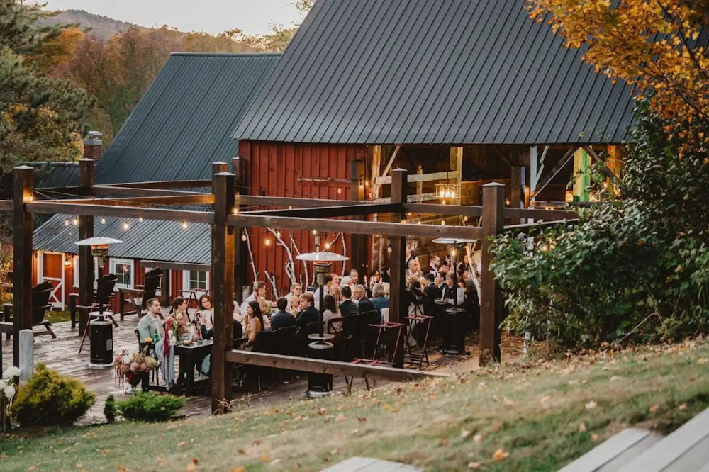 10 barn patio reception at Reading Farms Estate RW