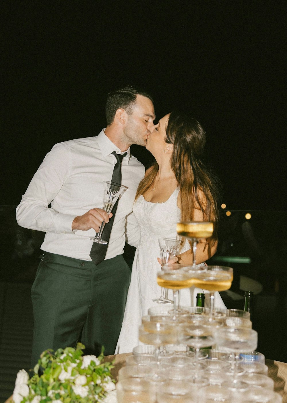 19 Champagne Tower Couple Kiss at L Auberge Del Mar RW
